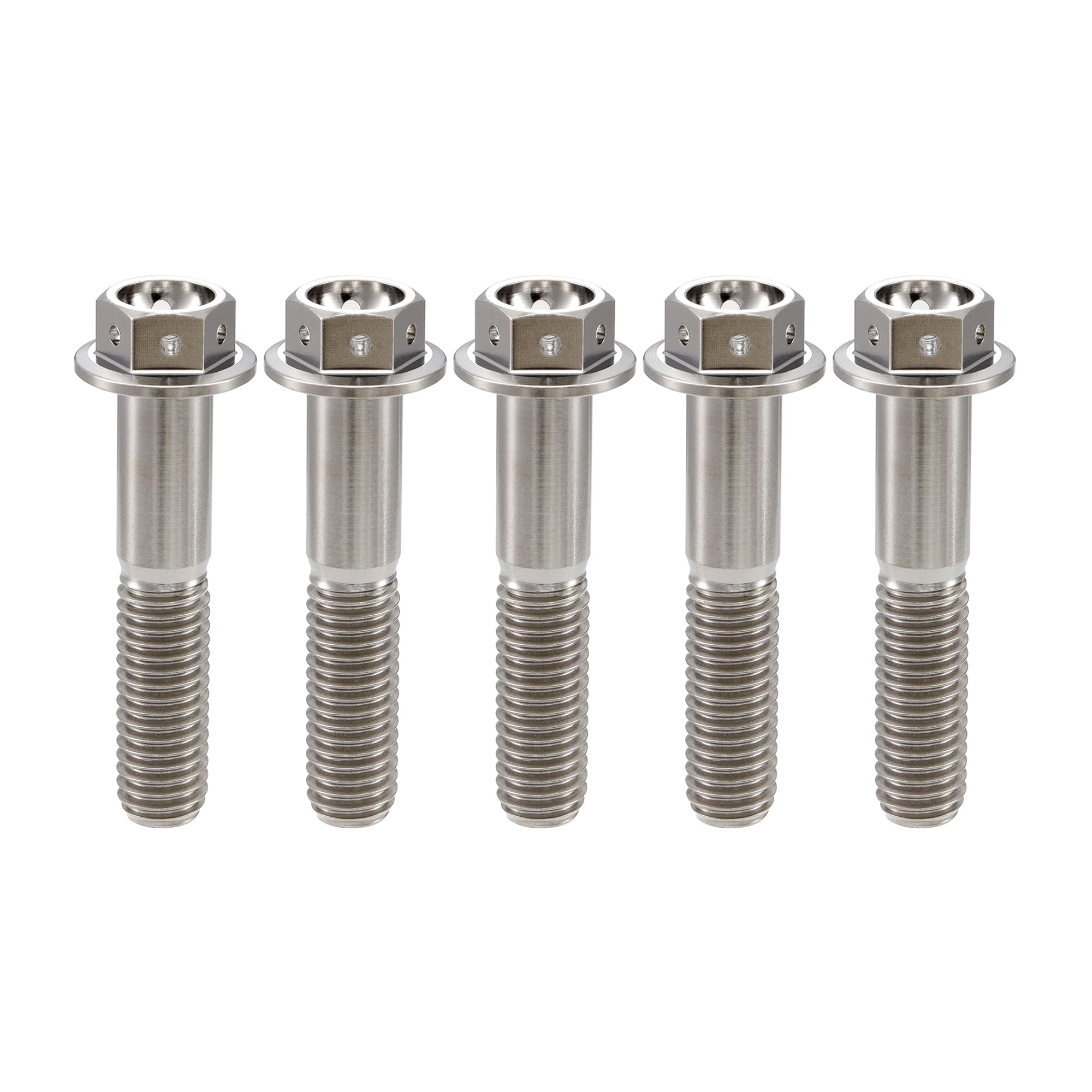 RISON-Titanium Tornillos de Brida de Titanio M10x1.25x30mm, 5 Piezas Tornillos de Cabeza Hexagonal con Reborde, Tornillos de Máquina Cabeza Allen, Accesorios de Modificación para Motocicleta, Bici