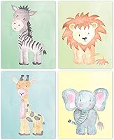 Vista 1 de Baby Lion Elephant Giraffe Zebra Prints, 4 (8x10) Unframed Photos, Vibrant Wall Art Decor for Home Office Workshop Studio School Nursery Lounge