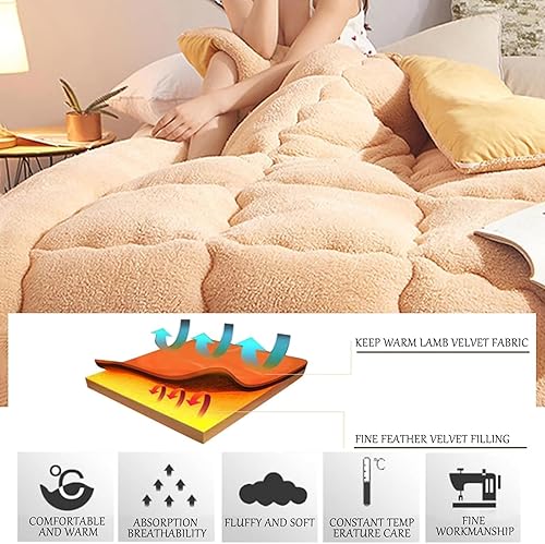 Miniatura 7 de Edredón de algodón cálido para invierno, edredón de invierno de terciopelo de cordero, manta de cachemira de cordero para cama doble, núcleo de