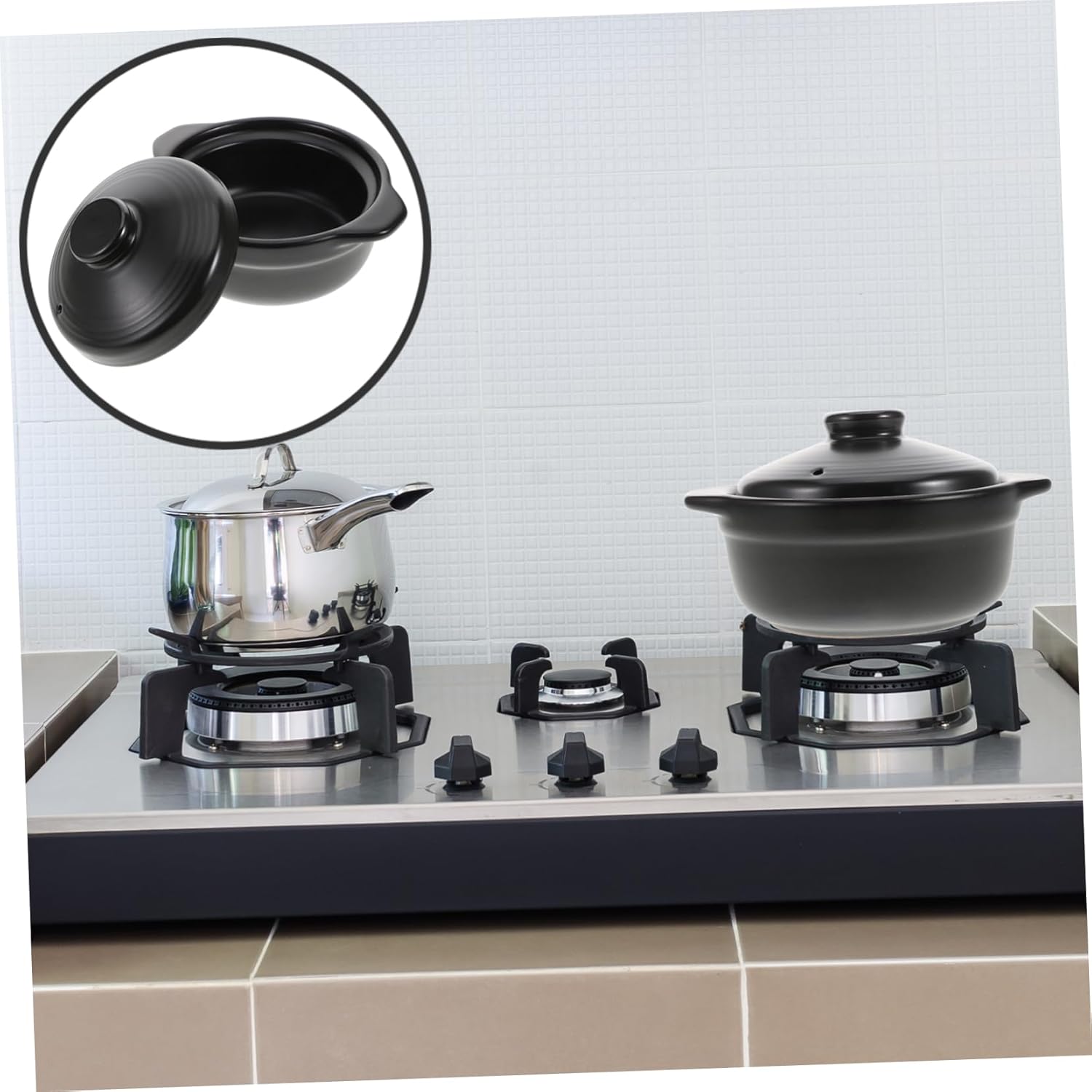 VOSAREA Ceramic Casserole Pot Lid 3L Capacity Food Stew Pot for Soup and Stews Kitchen Cookware for Home Cooking Compatible Stoves