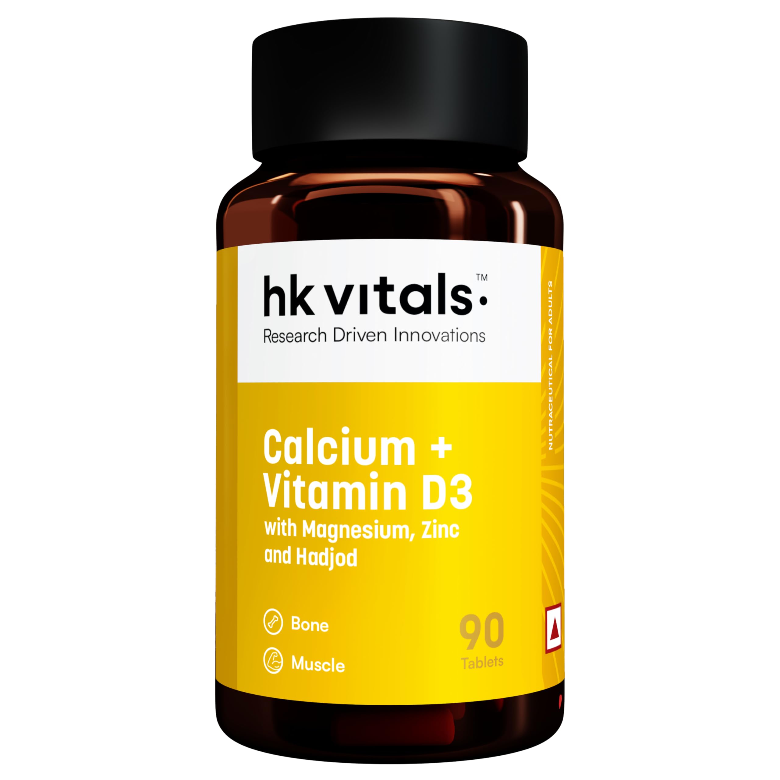 hk vitals Calcium + Vitamin D3 Supplement For Women & Men (90 Tablets) | With Magnesium & Zinc | For Complete Bone Health & Joint Support