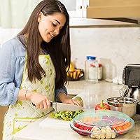 Vista 6 de mwellewm 10 bandejas redondas de plástico para aperitivos con tapa, bandeja dividida para servir, recipientes desechables para almacenamiento