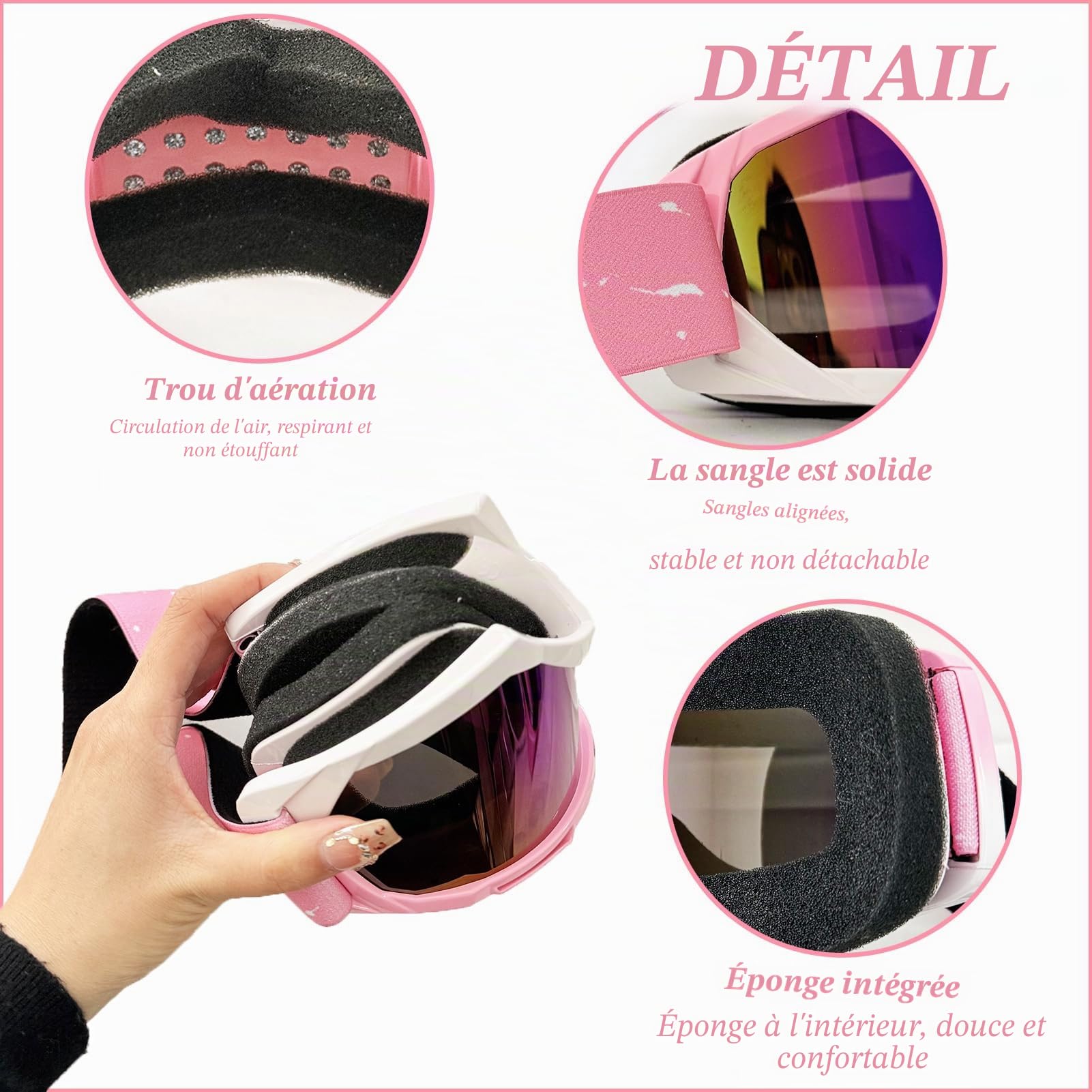 DONGZQAN Lunettes de ski unisexe OTG pour porteurs de lunettes