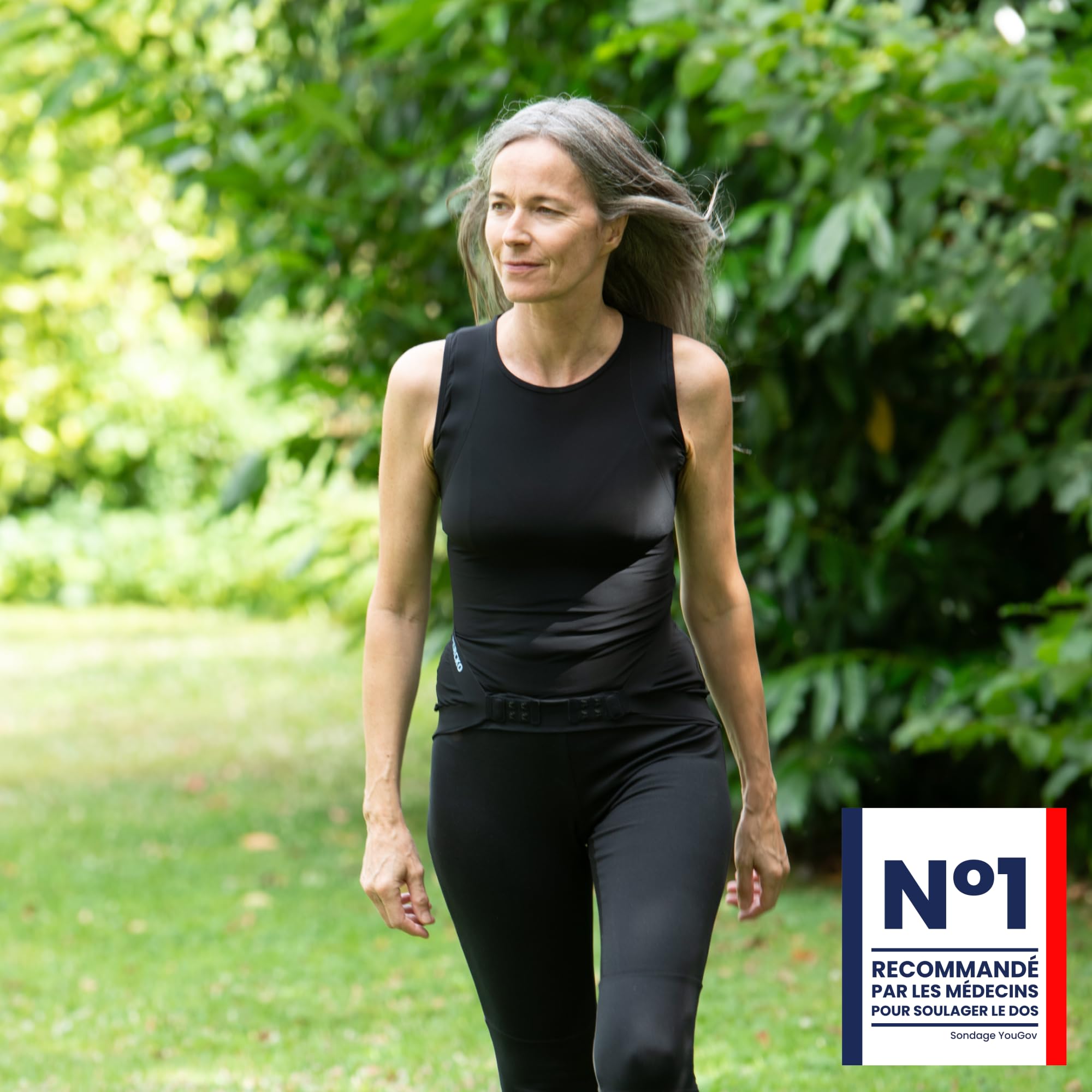 PERCKO, T-shirt de sport respirant pour femme, Soulage le mal de dos, Sans Manches, Col Rond, Tenseurs Brevetés, Noir, M