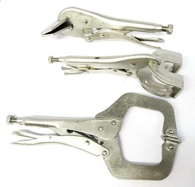 3PC Welding Clamps Plier Set C Clamp Mole Vice Grip Locking Pliers Sheet Metal