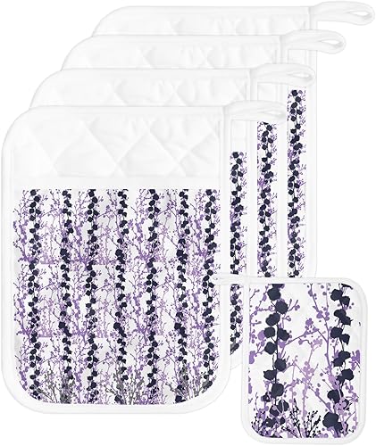 Miniatura 8 de Christmas 5Pcs Pot Holders for Kitchen,Non Slip & Heat Insulation Terry Cloth Potholder Set with Pocket,Thick Hot Pad Oven Mitts Trivet Coaster for