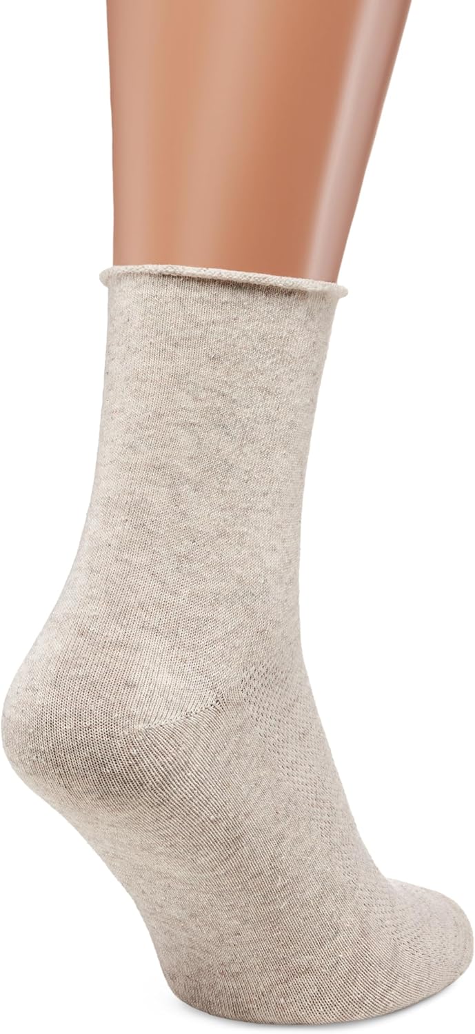 Diabetic Socks for Men, Flax Linen Comfy Non-Binding Dress Socks, Sustainable Crew Socks for Diabetics