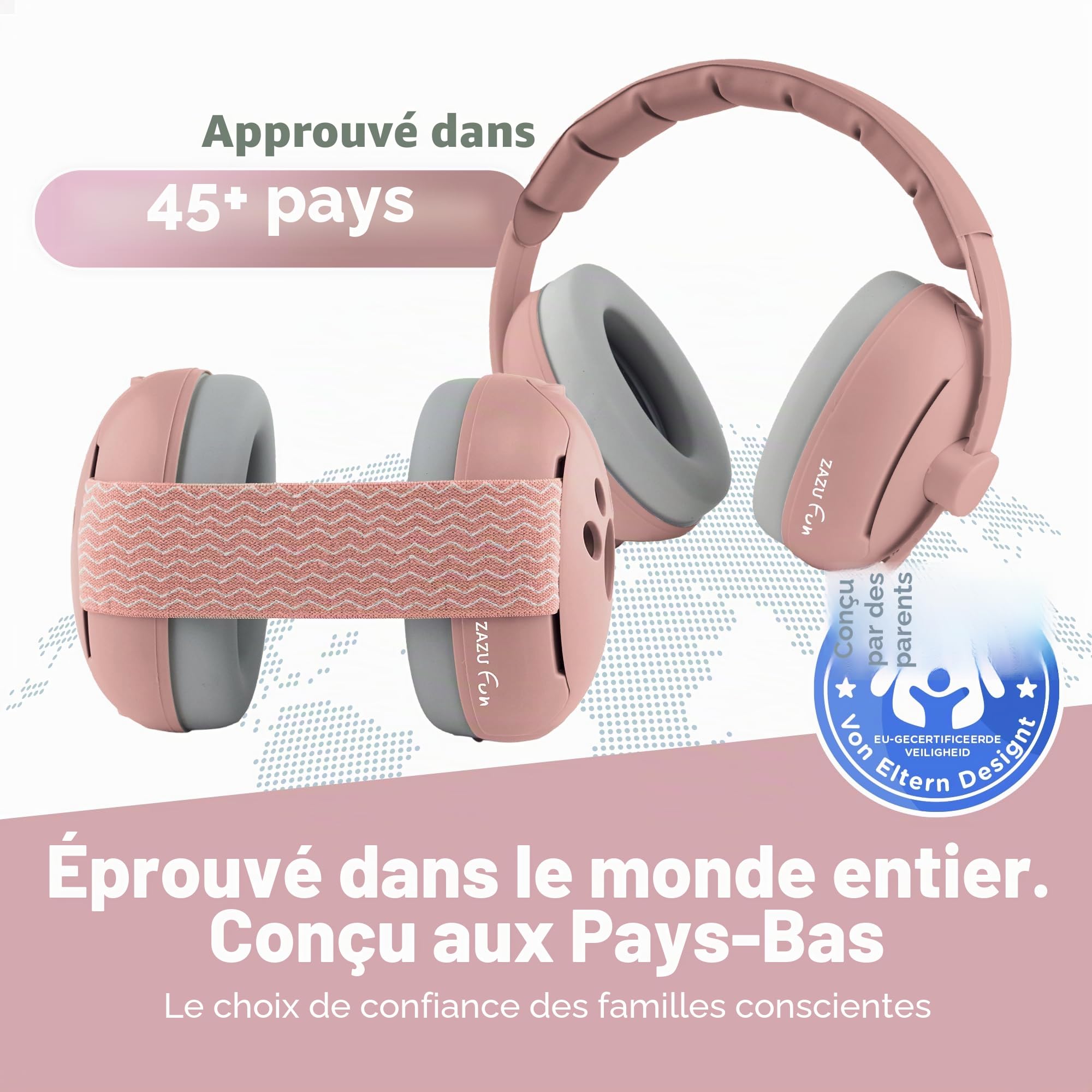 ZAZU Lot de serre-tête et bandeau de protection auditive pour enfants - Protection contre le bruit pour bébés et tout-petits de 0 à 48 mois - Doux, réglable et personnalisable - Différentes couleurs