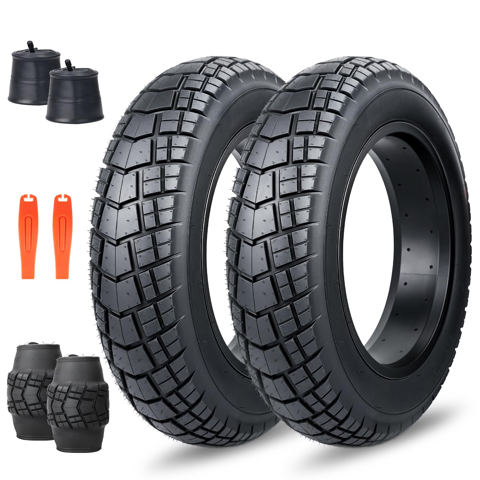 WEEROCK Fat Bike Tyre 16 x 4.0 inch Electric Bike Fat Tyres Heavy Duty Wear-Resistant E-bike Tyre Foldable Replacement All Terrain Tyre with Inner Tubes (Black/2 Tyres + 2 Tubes, 16 x 4.0 Inch)