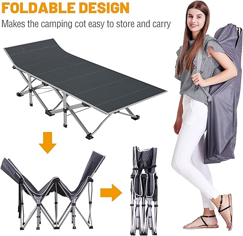 Miniatura 5 de Cunas plegables de camping para adultos paquete de 2 cates resistentes con bolsa de transporte cama portátil para dormir para uso en la oficina para