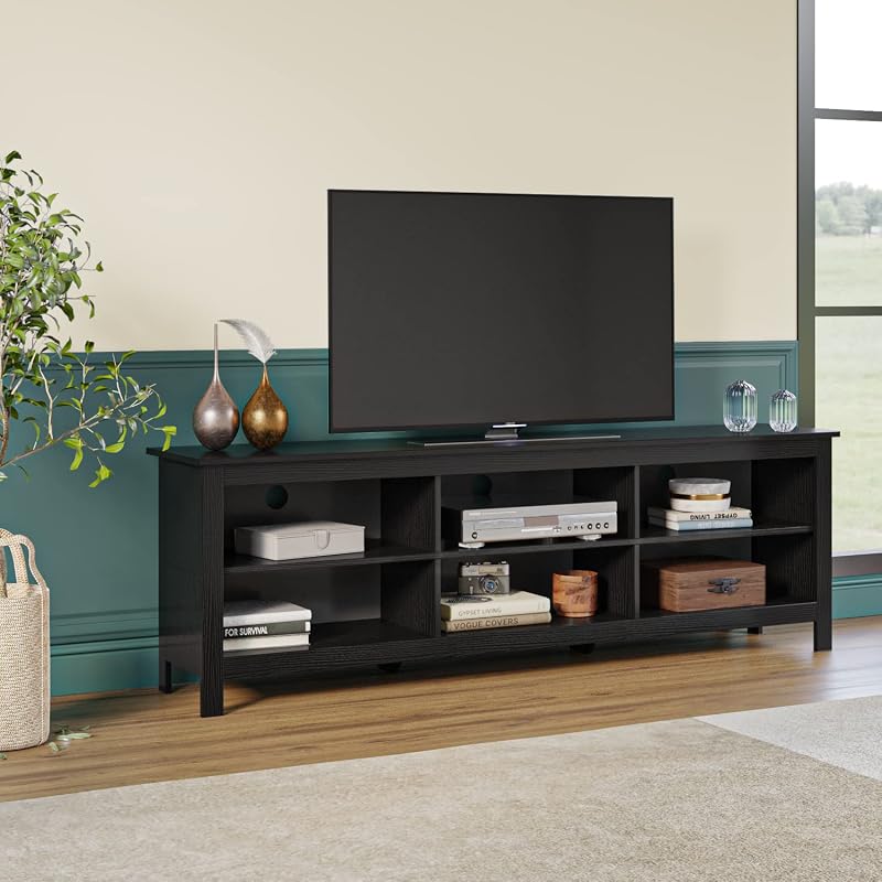 Panana TV Stand, Moden 6 Cubby TV Stand for 75 inch TV, Farmhouse Television Stands Entertainment Center Media Stand with Storage TV Table Stand for Living Room image 4