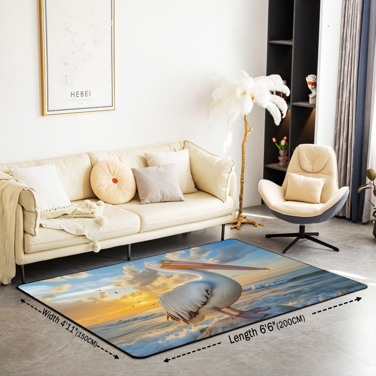 Homewish Tapis Salon 100x150cm Bleu Côte