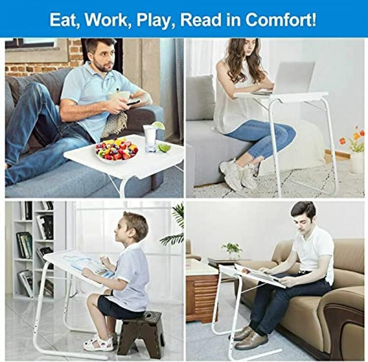 TV Tray Table - Folding TV Dinner Table, Couch Table Trays for Eating Snack Food, Laptop Stand, Portable Bed Dinner Tray