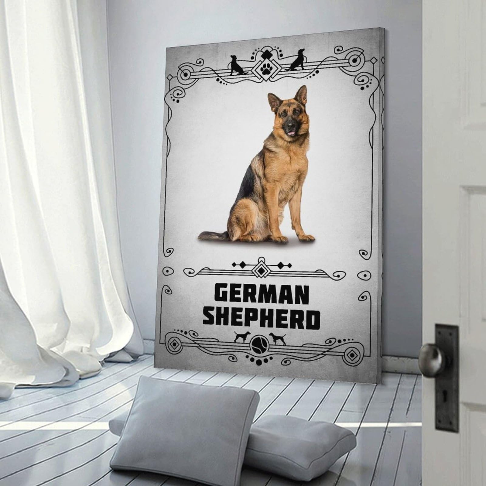 Junmoney German Shepherd Home Decor Wall Art 24x36inch(60x90cm), for Living Room, Bedroom Or Home Office, Decorative Present for New Homes
