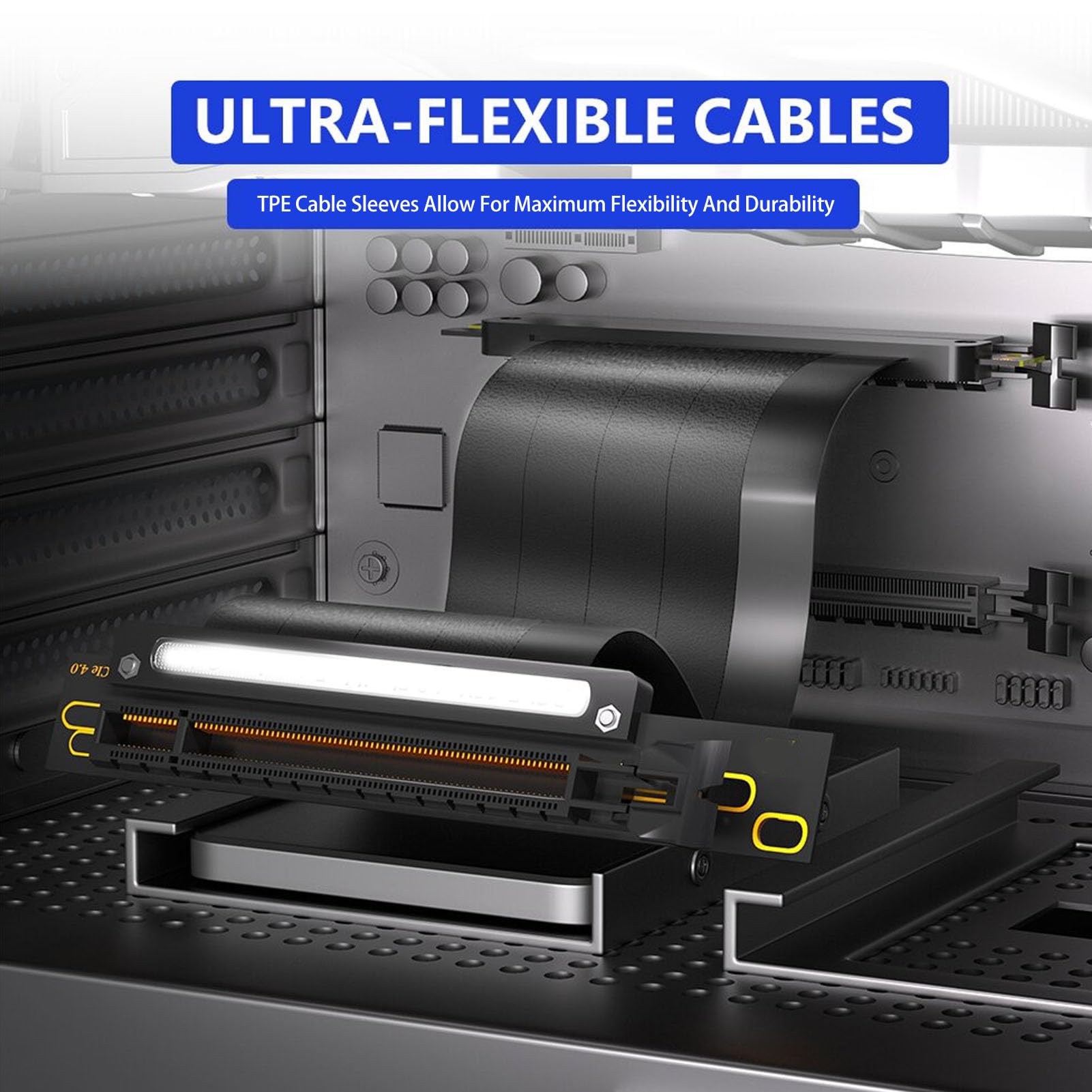Cavo Riser GPU PCIe 4.0 X16, Angolo 180 Gradi Femmina, Cavo di Prolunga PCI Express Schermato EMI Ad Alta velocità Compatibile con GPU di Quarta Generazione, per RTX4090