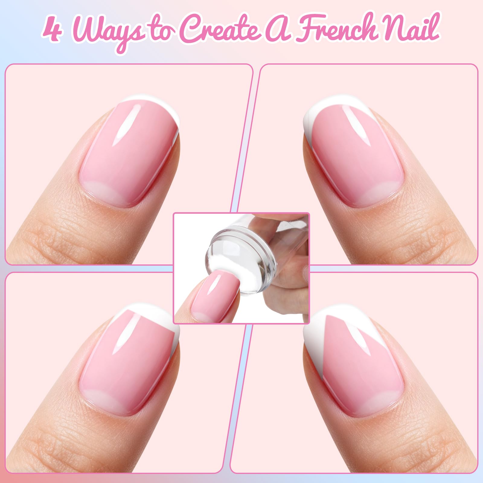 18 Pezzi Nail Art Stamper, Timbri per Unghie con 5 Penne per Dotting 3 Pennelli per Unghie 3 Adesivi Guida, Nail Art, French Unghie per Manicure Fai Da Te