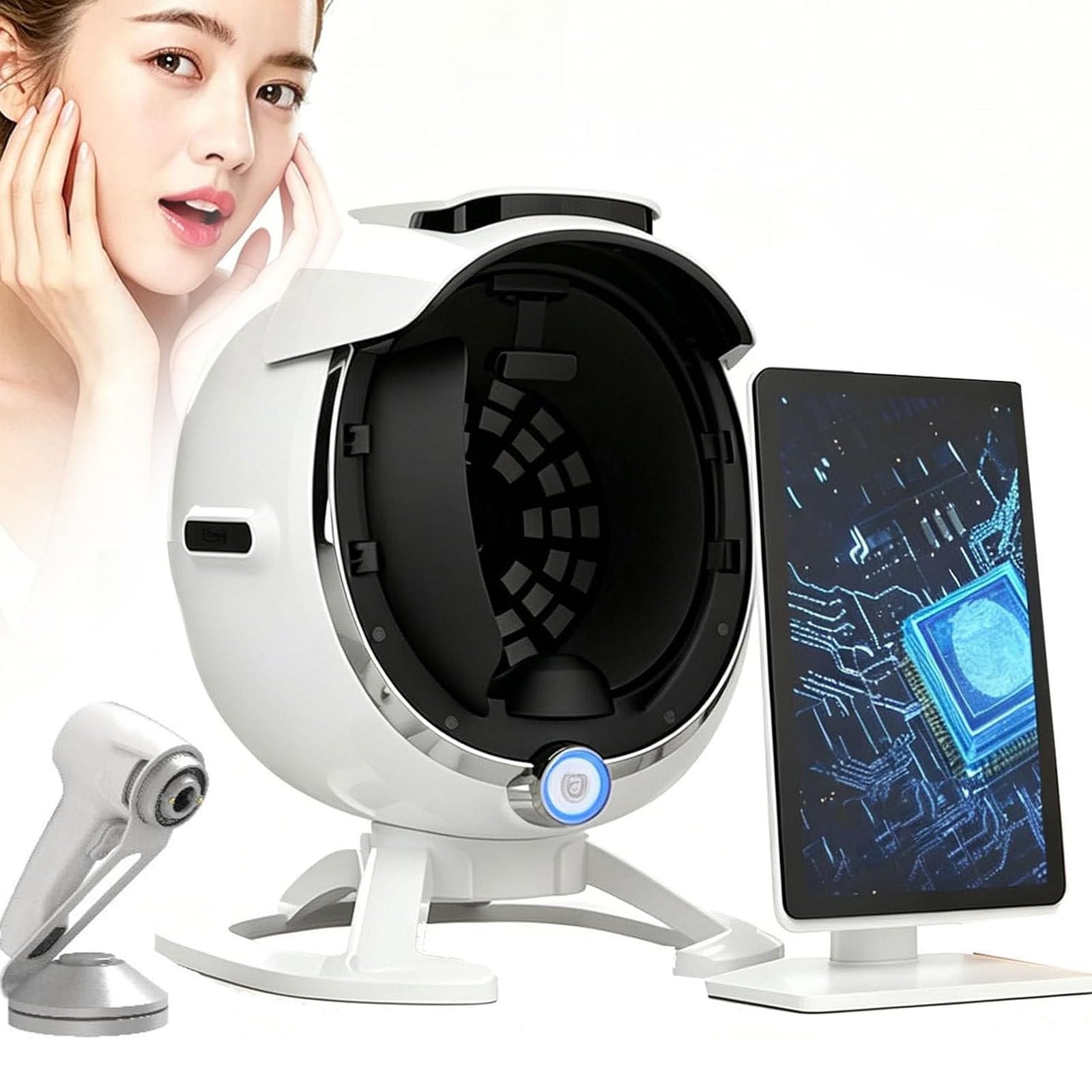 ZXSYYDS AI Skin Analyzer, 3D Intelligent Facial Skin Scanner with 36MP Camera for Wrinkles, Pores & Moisture Detection, Professional Skin Analysis Machine for Salon SPA Home Use 21.5in