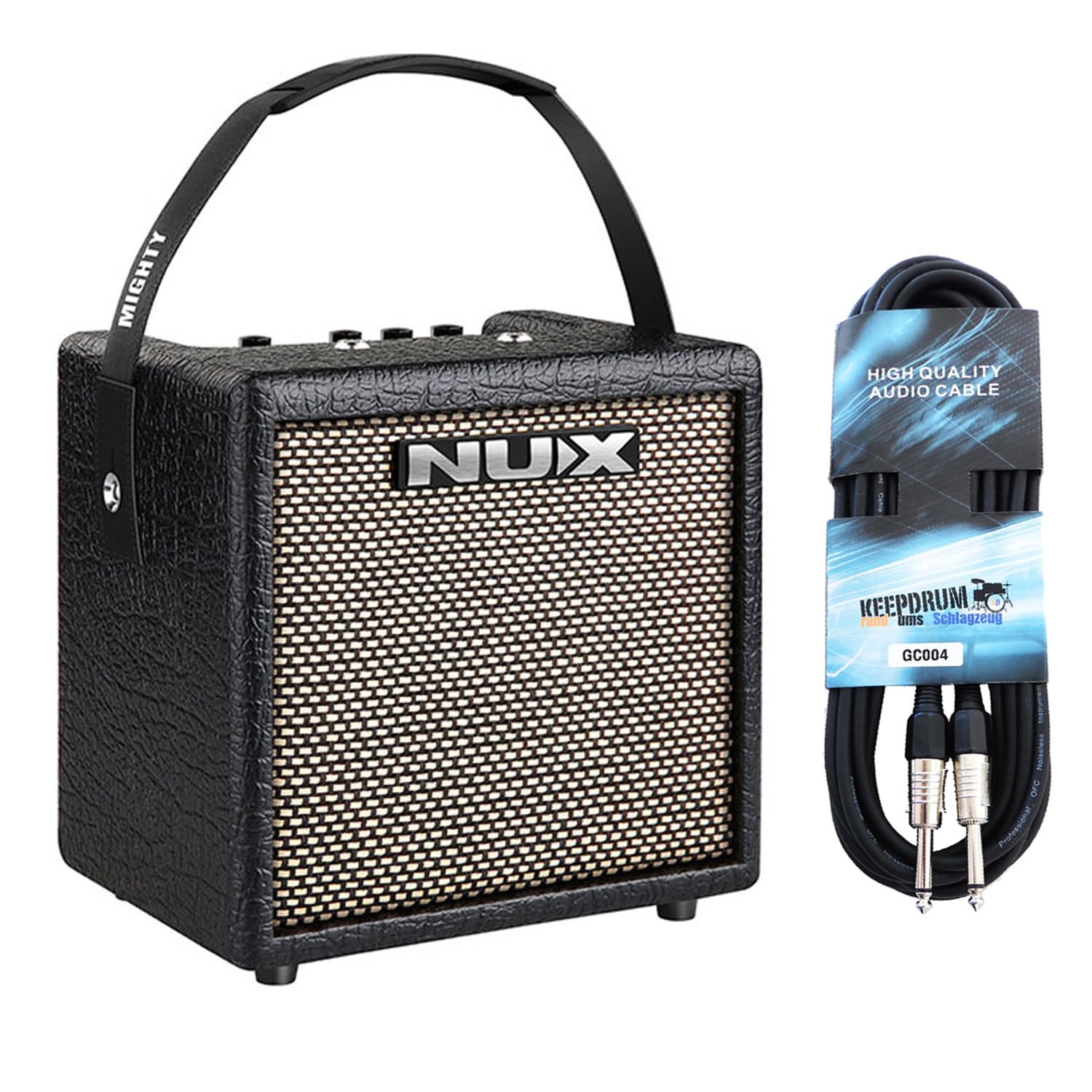 Nux Mighty 8BT MK2 Tragbarer Modeling Gitarrenverstärker mit Bluetooth + keepdrum Klinkenkabel