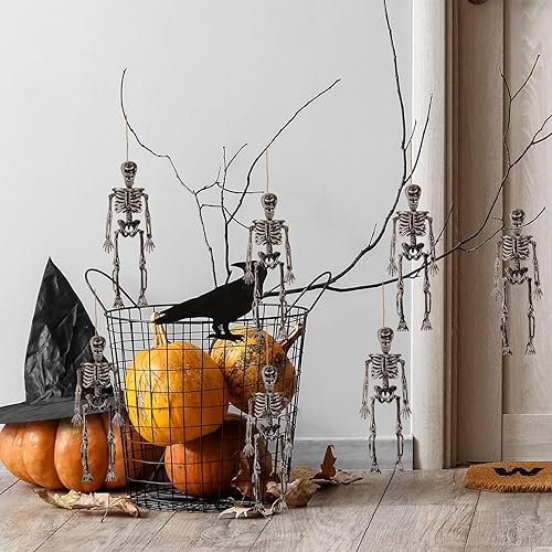 Miniatura 4 de 8 mini figuras de esqueleto, decoraciones de esqueleto de Halloween de 6 pulgadas, figuras de esqueleto en miniatura, decoración de Halloween para