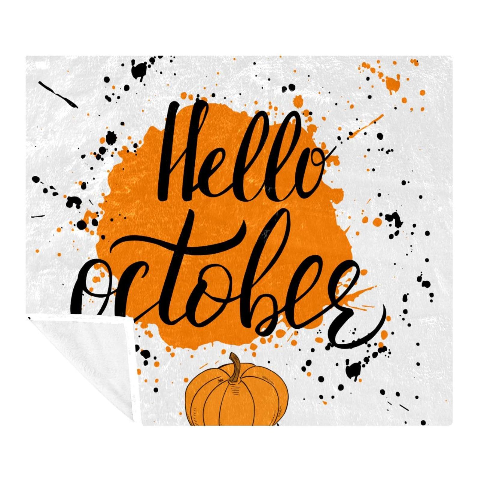 Couverture Hello October citrouille pour cocooning sur le canapé 150x200cm