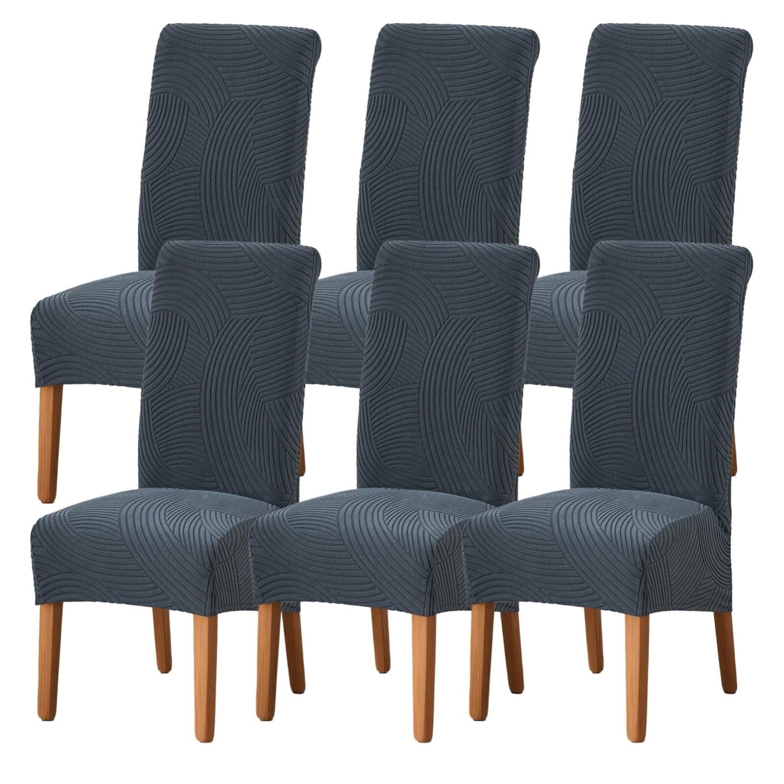 NMVAWIPT Stretch Dining Room Chair Covers, High-Back, For Home Restaurant Living Banquet,Removable And Machine Washable(#4,6Pcs)