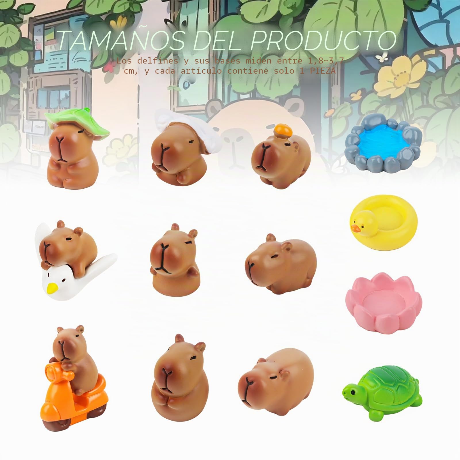 Set De 6 Figuras Miniatura De Capibara De Resina - Adorables Decoraciones De Escritorio Y Estantes, Artesanía Hecha A Mano (3.3 Cm)