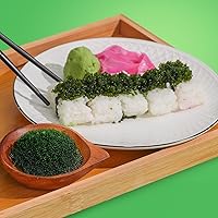 Vista 6 de VieTreasures Perlas de uvas marinas 1.4 onzas (2 paquetes de 0.7 onzas) Águila marina estilo caviar verde Sushi vegano, sin gluten, ensalada