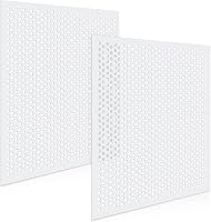 DoubleFill 2-Pack 2x2' White Plastic Perforated Drop Ceiling Tiles - 3/8" Holes for Easy Air Flow & Modern Vents