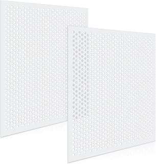 DoubleFill 2-Pack 2x2' White Plastic Perforated Drop Ceiling Tiles - 3/8" Holes for Easy Air Flow & Modern Vents