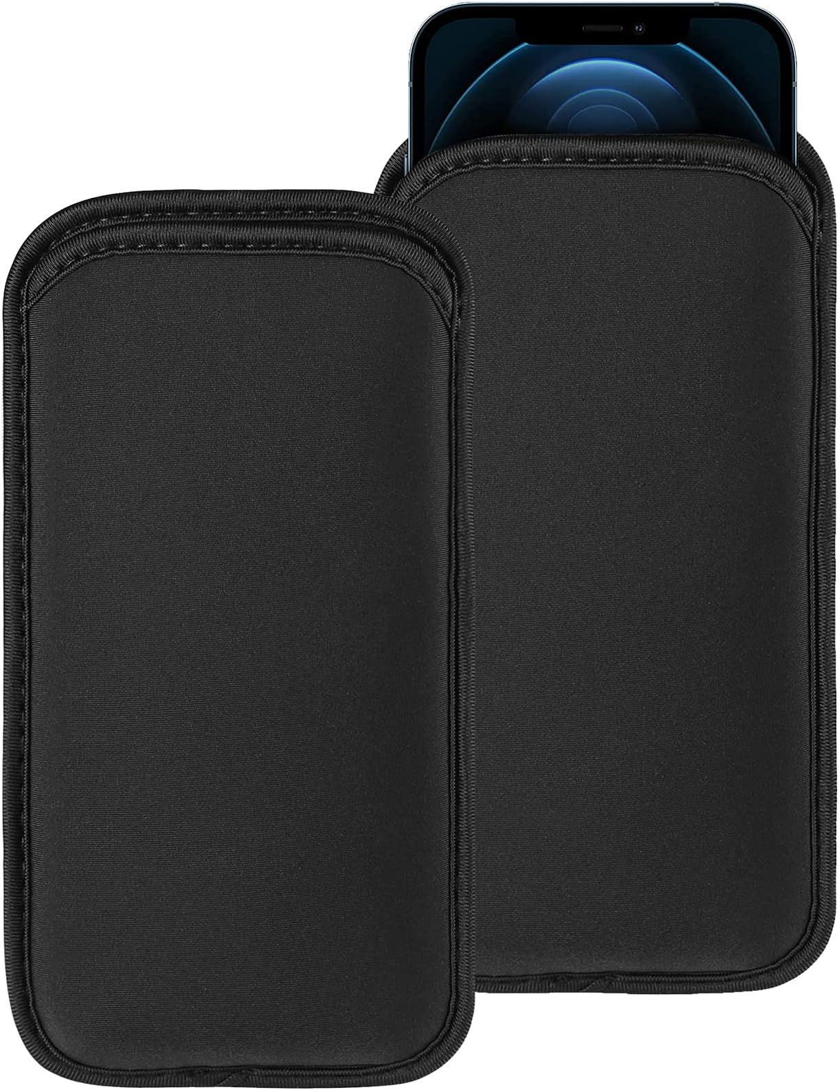 2 Pack Neoprene Cell Phone Pouch for Apple iPhone 12 Pro Max/Galaxy S21 Ultra S21+ A02s A22 A32 A52 A72 / Moto G Power/OnePlus 9R 9 Nord N200