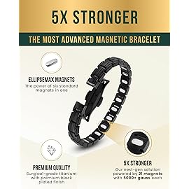 MagnetRX Magnetic Bracelets for Women - EllipseMAX 5X Strength 5,000 Gauss Magnets - Designed in USA & PATENT PENDING - Premium Titanium Womens Magnetic Bracelet & Adjustable Length (Black)