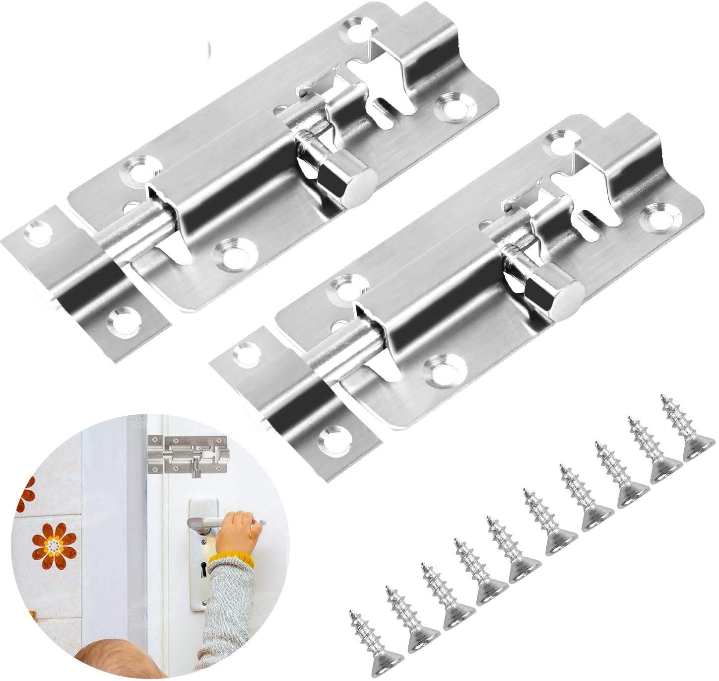 Buy HiDear Lock Sliding Latch, Lock with Screws 3 Inch Stainless Steel