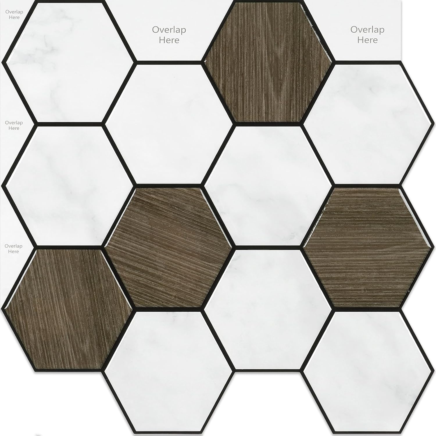 CRE8TIVE 16 Sheets Hexagon Peel and Stick Backsplash Tiles for Kitchen