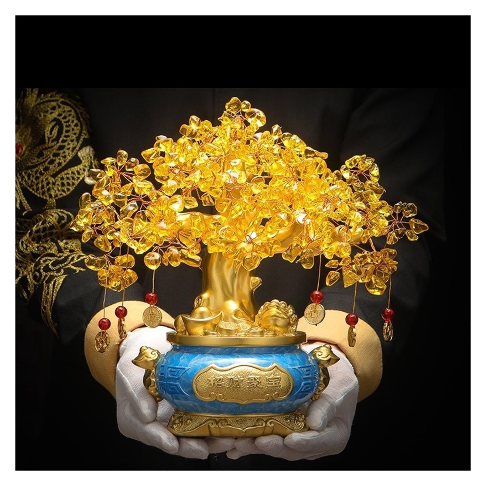 HCZKIUJY Feng Shui Statue Money Tree Ornaments,Fengshui Statue for Wealth and Luck,Luck Symbol Sculpture,Resin Desktop Ornament for Home Office Wealth Lucky Figurine (A)