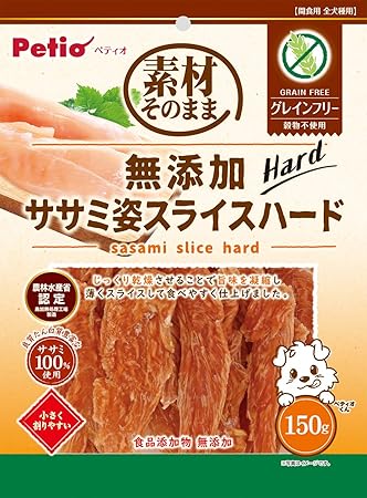Amazon ペティオ Petio 犬用おやつ 素材そのまま 無添加 ササミ姿スライスハード グレインフリー 150グラム X 1 ペティオ Petio ジャーキー 通販