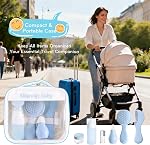 Baby Care Set, Baby Grooming Kit,6-Piece Newborn Grooming Set with Baby Comb and Brush Set,Baby Brush, Baby Comb, Baby Travel Bottles (60ml/20ml),Newborn Care Set (Blue)