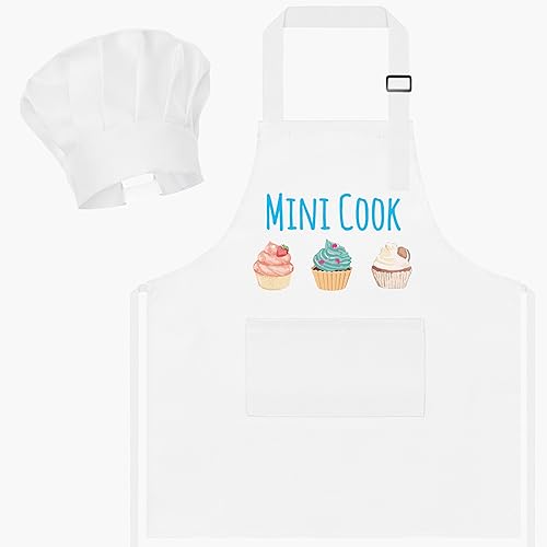 Miniatura 152 de R HORSE Juego de 2 delantales para niños y sombrero de chef, delantal de cocina azul ajustable para niños, kit de pintura y entrenamiento