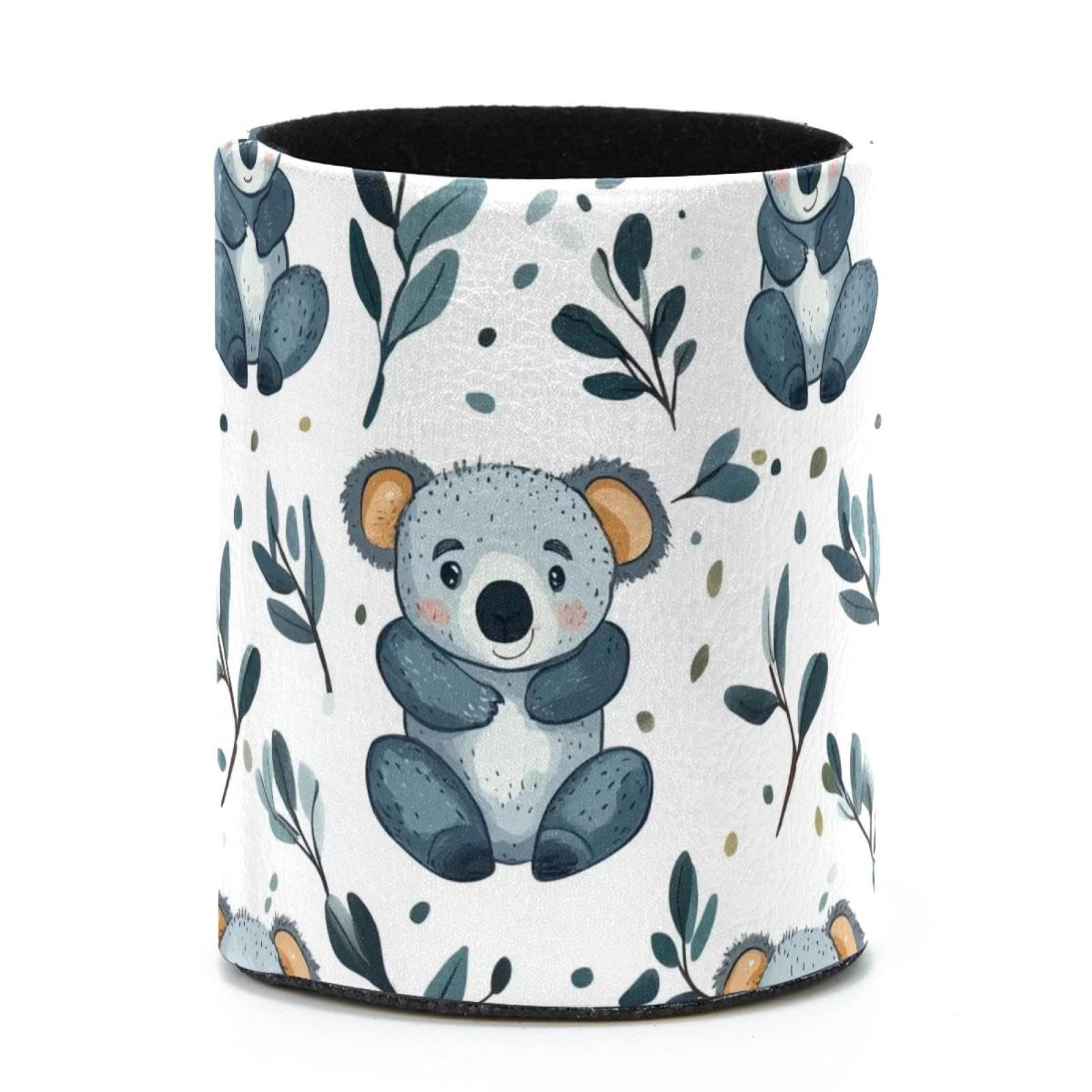 VAPOKF Round Pencil Holders for Desk, Koala and Leaves Pen Holders Pen Pot Makeup Brushes Storage Desktop Stationery Supplies Organiser for Home Office