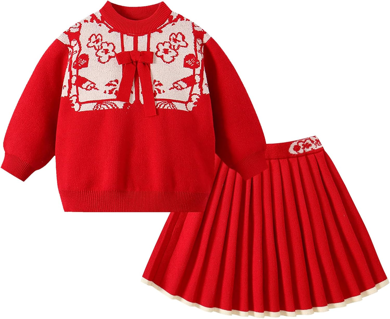 Mud Kingdom キュート リトルガールズ リブ編み カーディガン スカートセット スクールスタイル