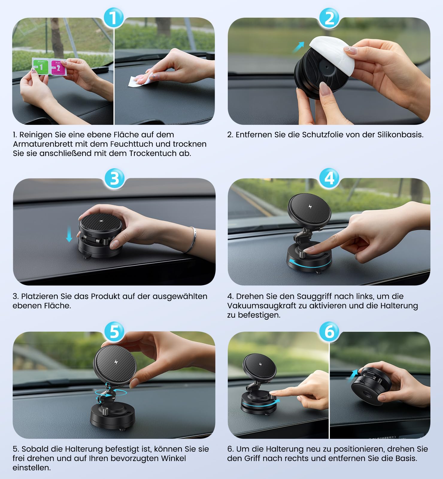 OANDYS für Magsafe Autohalterung 15W Handyhalterung Auto mit ladefunktion,magnetische Autohalterung stärkste Vakuum Saugnapf,stärkster Magnet,360°Drehbar Kfz für iPhone 17–12 Pro Max Plus Air Serie
