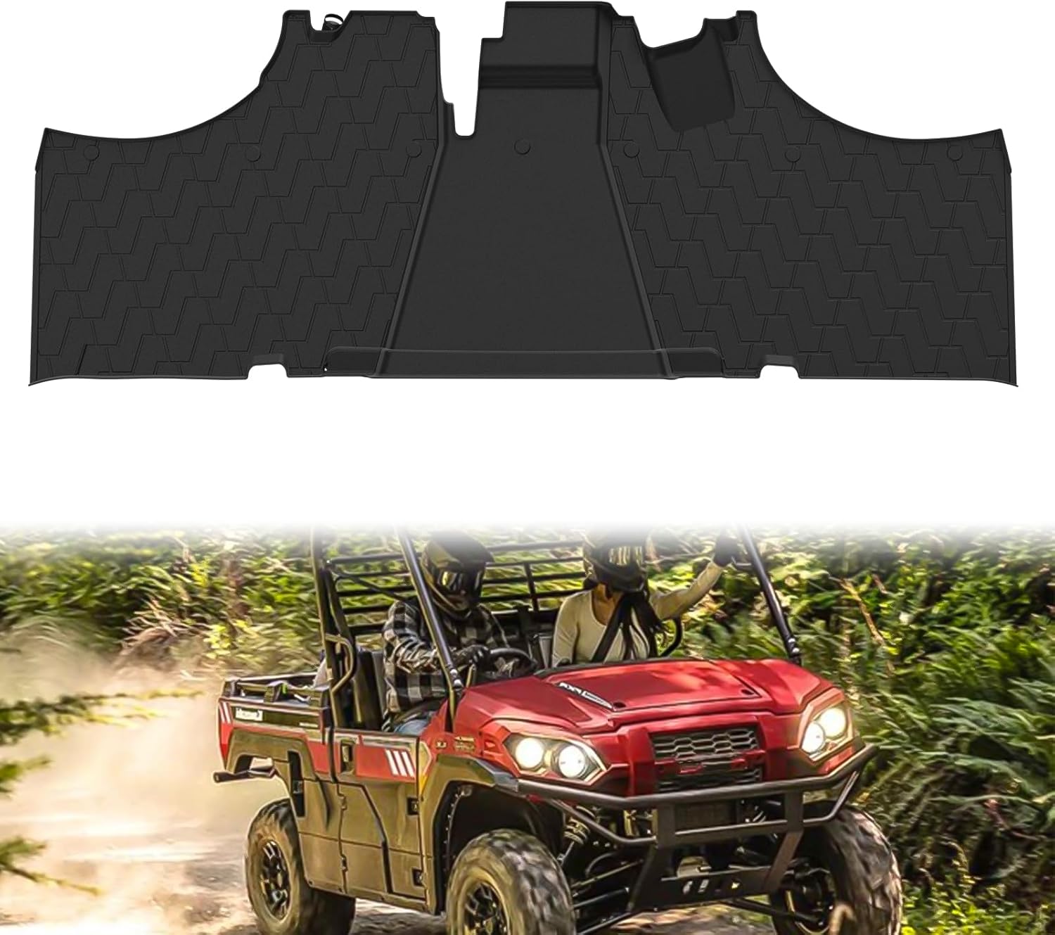 TPE Front Floor Mat for Kawasaki Mule Pro FXT DXT 15-25, UTV Front Row Floor Liners All Weather Protection Slush Mat for Kawasaki Mule Pro FXT DXT 2015-2025 Accessories, Replace #KAF080-033