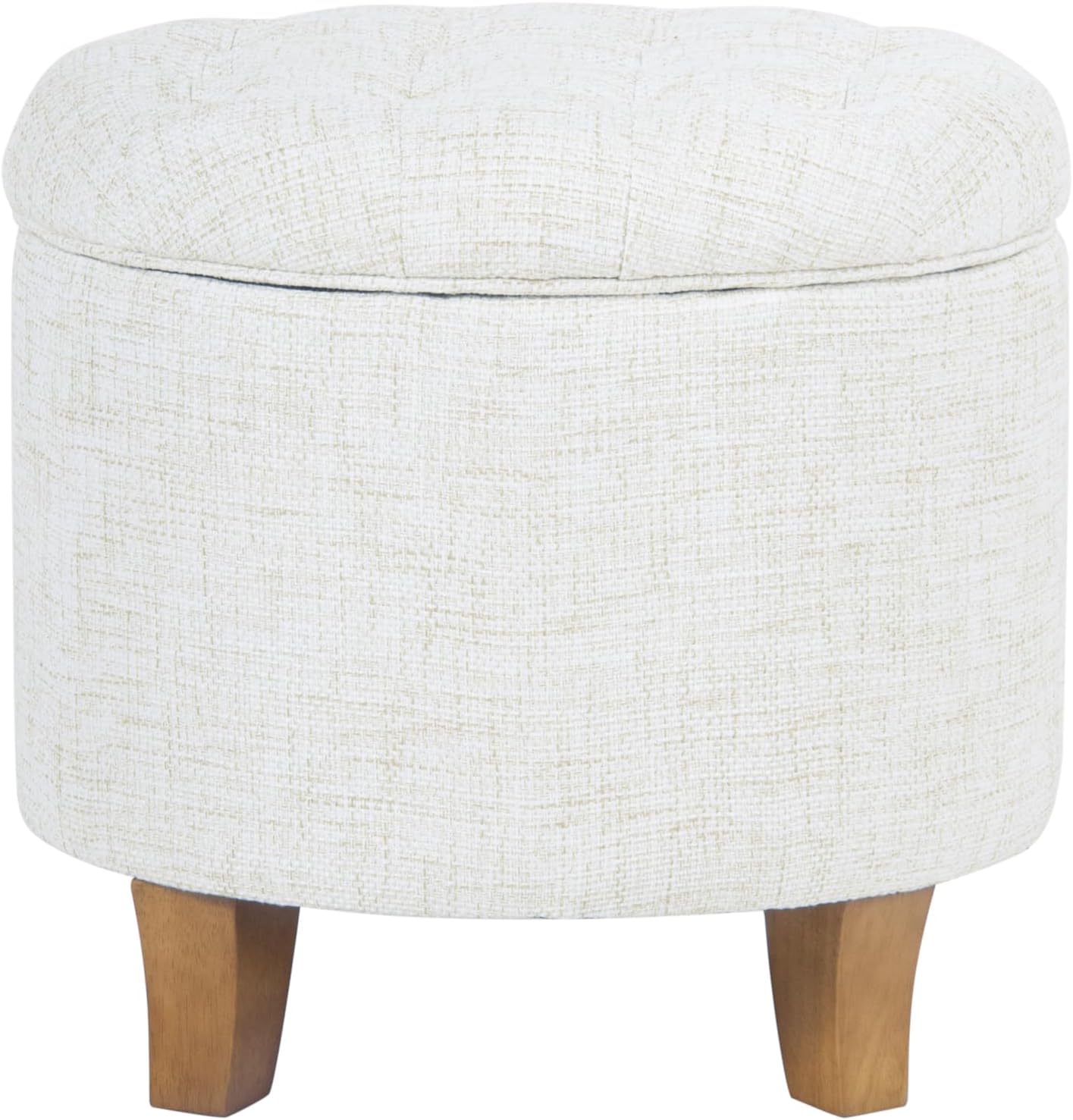 HomePop Home Decor | Upholstered Round Tufted Foot Rest Ottoman | Ottoman with Storage for Living Room & Bedroom | Decorative Home Furniture, Cream Textured Solid HomePop Home Decor | Upholstered Round Tufted Foot Rest Ottoman | Ottoman with Storage for Living Room & Bedroom | Decorative Home Furniture, Cream Textured Solid