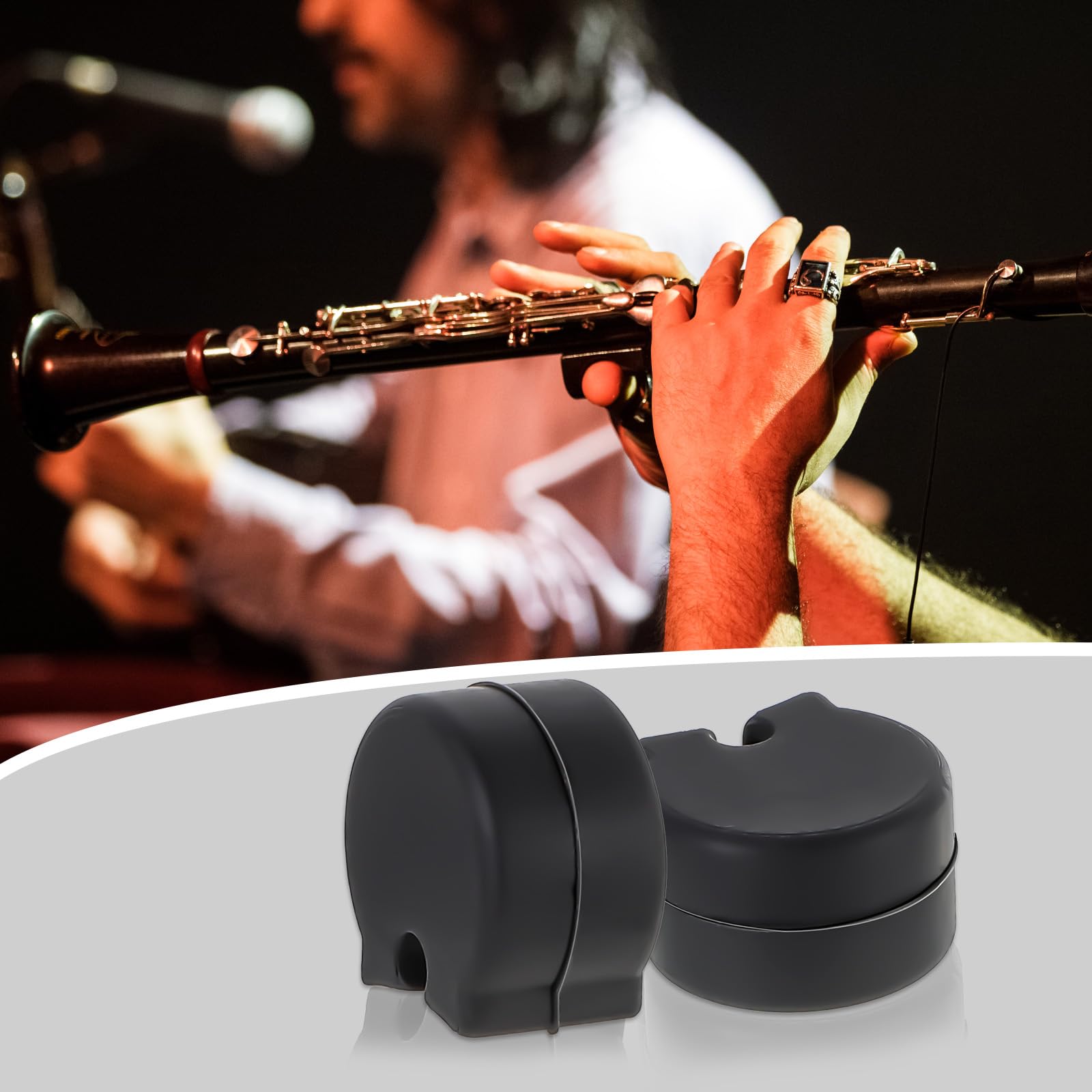 Paquete de 12 protectores de goma para clarinete de pulgar para clarinete, oboe, protector de pulgar para instrumentos musicales, accesorios para la mayoría de clarinetes (negro)
