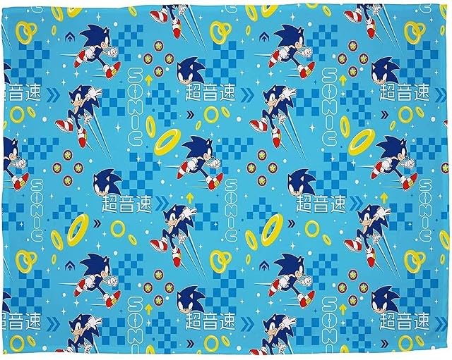 Sonic The Hedgehog Official Geo Design Fleece Throw | Super Soft Blanket Perfect For Any Bedroom, Blue