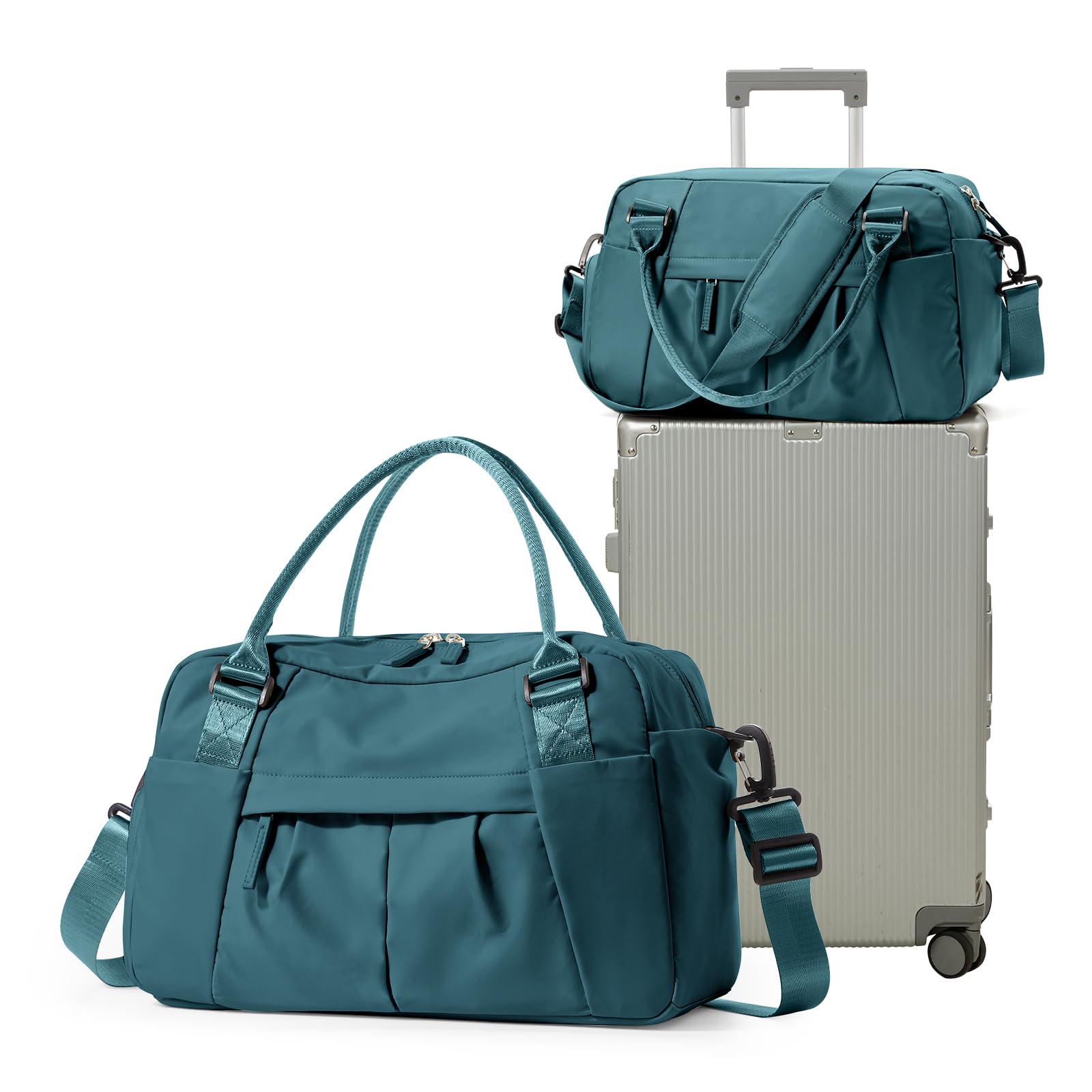 Borsone da Viaggio Donna, 40x20x25 Ryanair Bagaglio a Mano Borsa da Viaggio con Scomparto per le Scarpe, Borsa Sportiva Borsone da Palestra Grande, Borsa da Weekend,Borsa per Ospedale,J4-Pavone blu