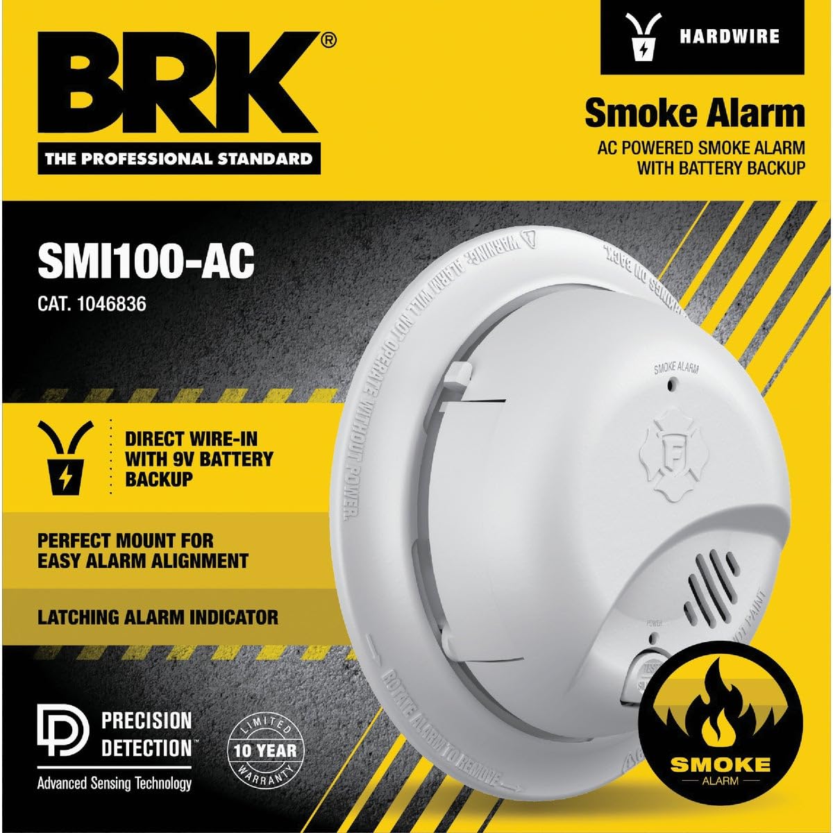 SMI100-AC Hardwire Interconnect Smoke Alarm with Battery Backup,(incomplete)