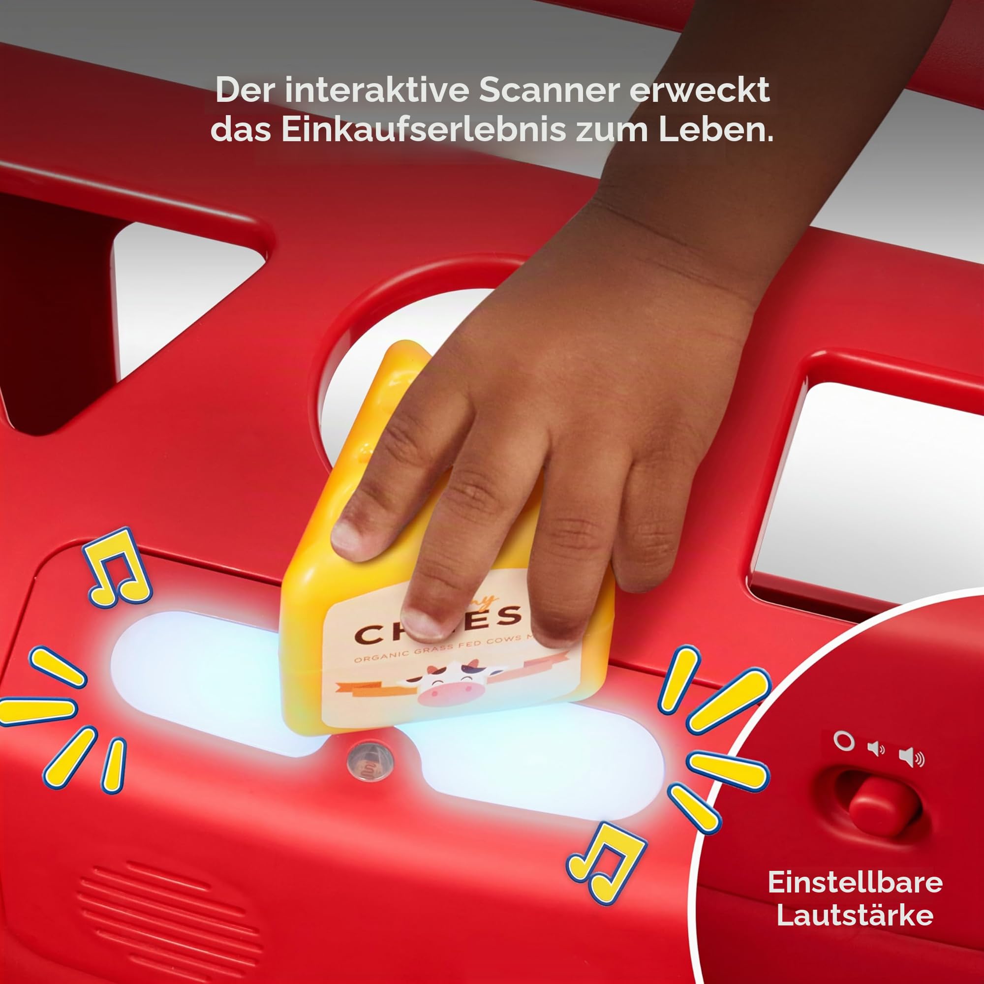 Radio Flyer Scan & Sort Einkaufswagen mit Lichtern und Geräuschen, Rutschspielzeug, Roter Spielzeug-Walker für Kleinkinder, für Kinder ab 1 Jahr
