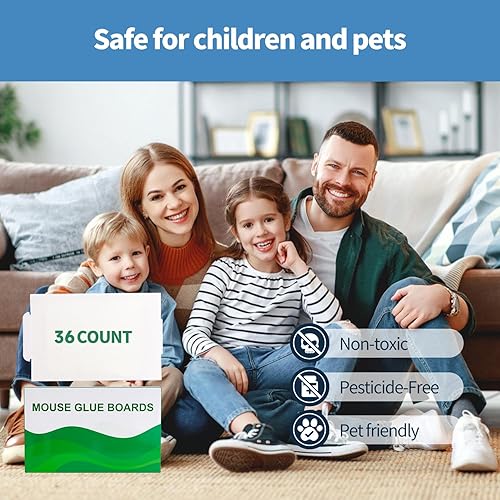 Miniatura 7 de Trampas para ratones para interiores para el hogar, paquete de 36 trampas adhesivas para ratones, para control seguro de plagas en el hogar. Tablas