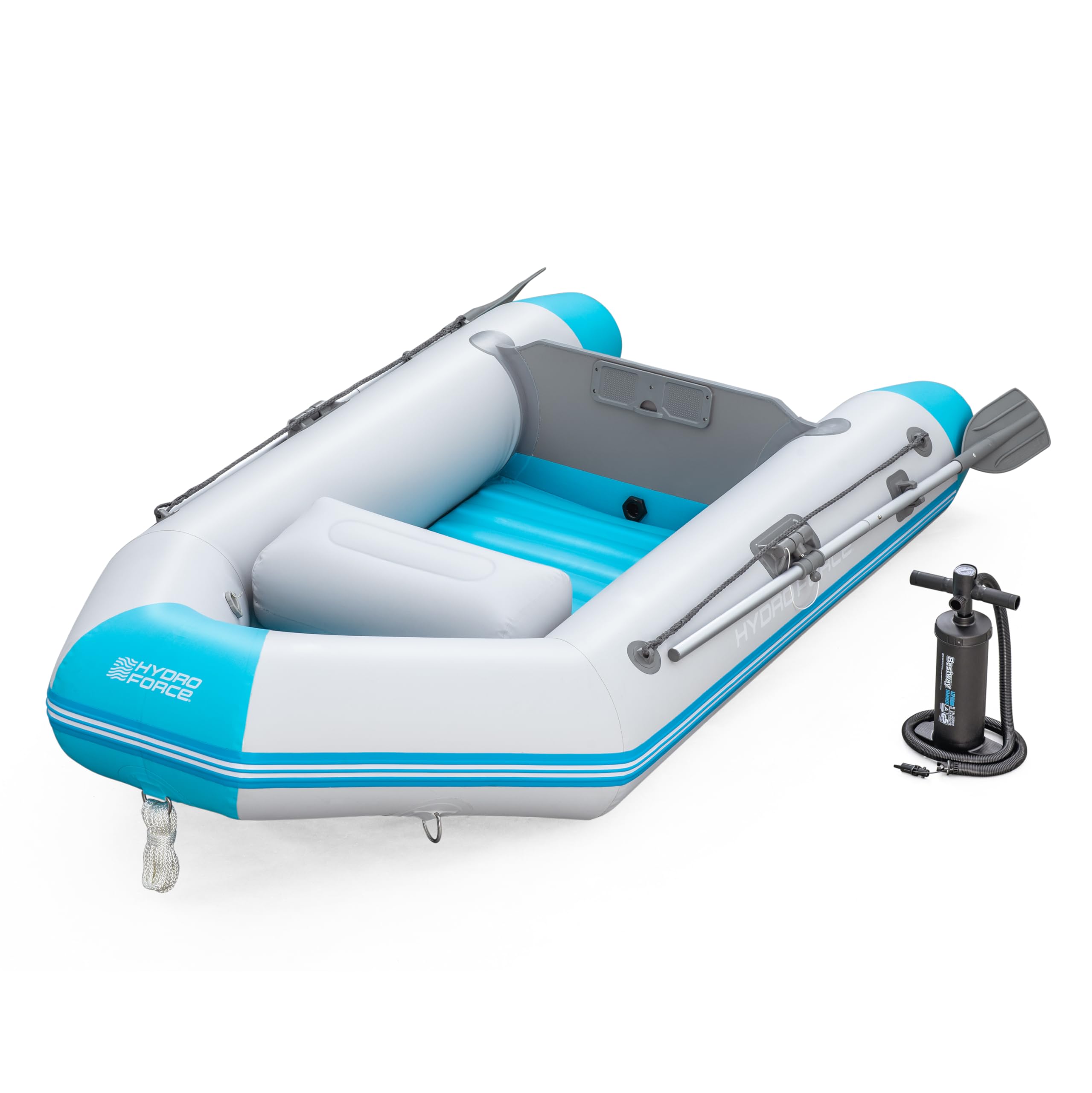 Bestway Hydro Force Sportboot Komplett-Set Corinth Elite, 230 x 130 x 33 cm, 2 Erwachsene, bis 280 kg, 3 Luftkammern, TriTech-Material, aufblasbarer Boden, Motorenhalterung, Ruder, Pumpe, Tasche