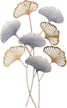 Sintosin Modern Small Ginkgo Leaf Metal Wall Decor 9 X 11 Inches, Hanging Vintage Gold Metal Leaf Wall Decor for Entryway, Antique Home Decor for Aesthetic Living Room Dining Room